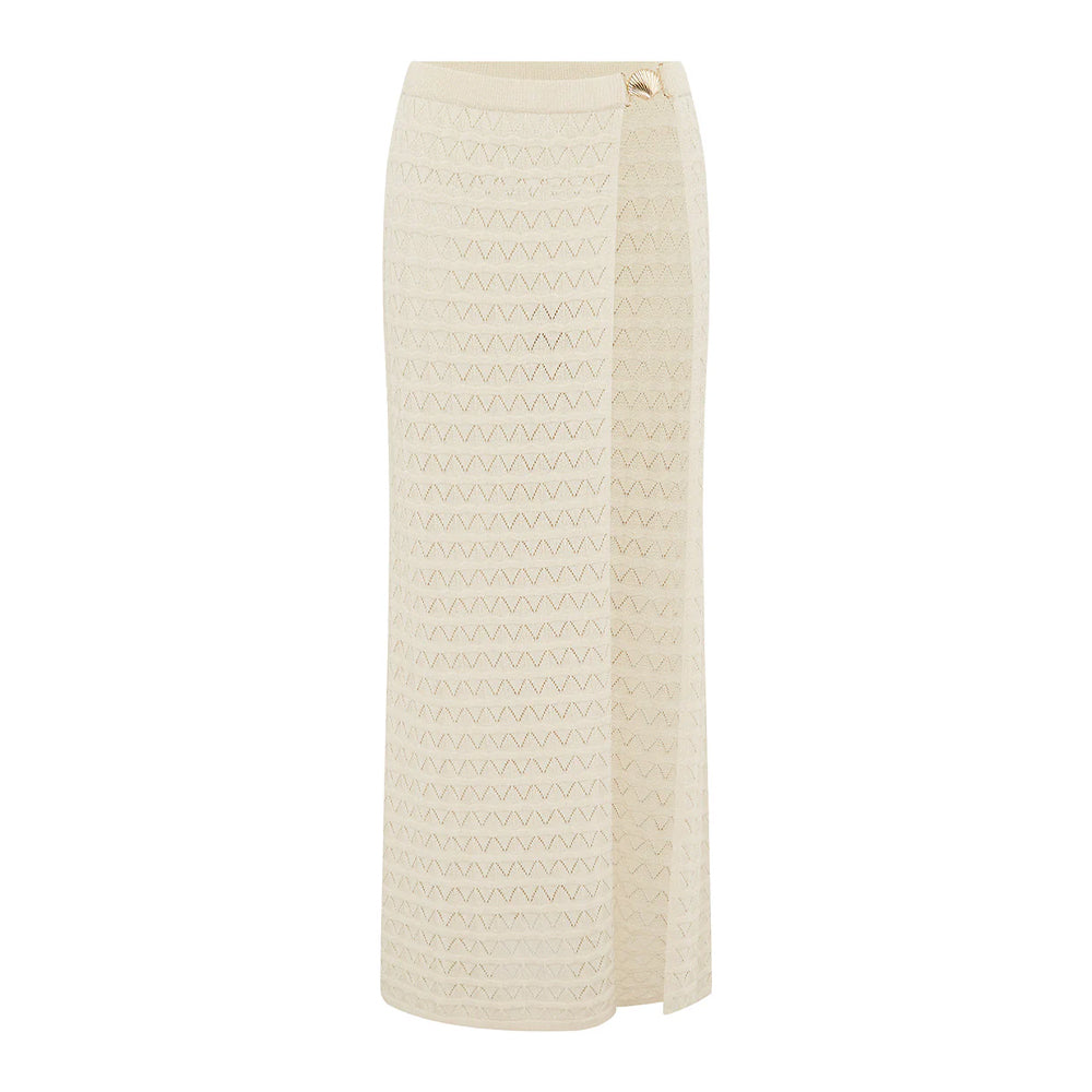 Grace - Gonna Pareo in maglia avorio con dettaglio