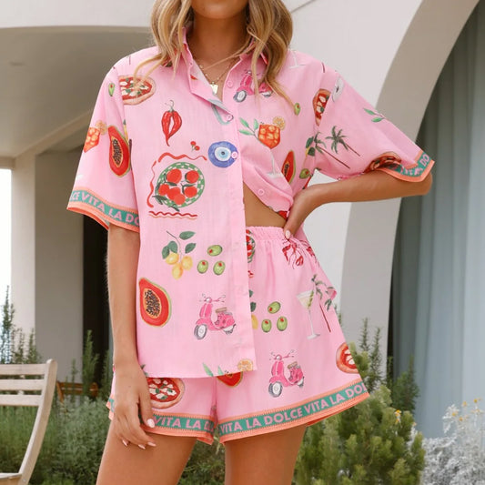 Partenope - Set con stampa rosa
