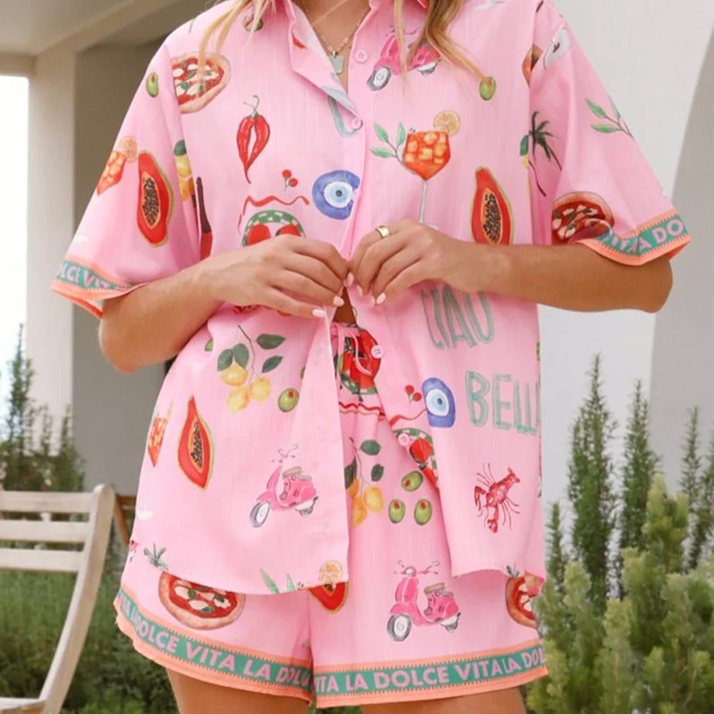 Partenope - Set con stampa rosa